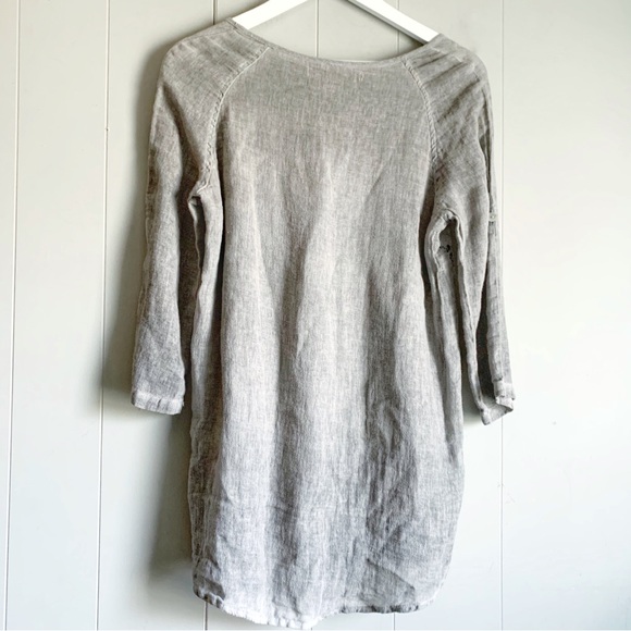 CLOTHES HEAD Gray Linen & Lace Boho Tunic Top S - Picture 3 of 4
